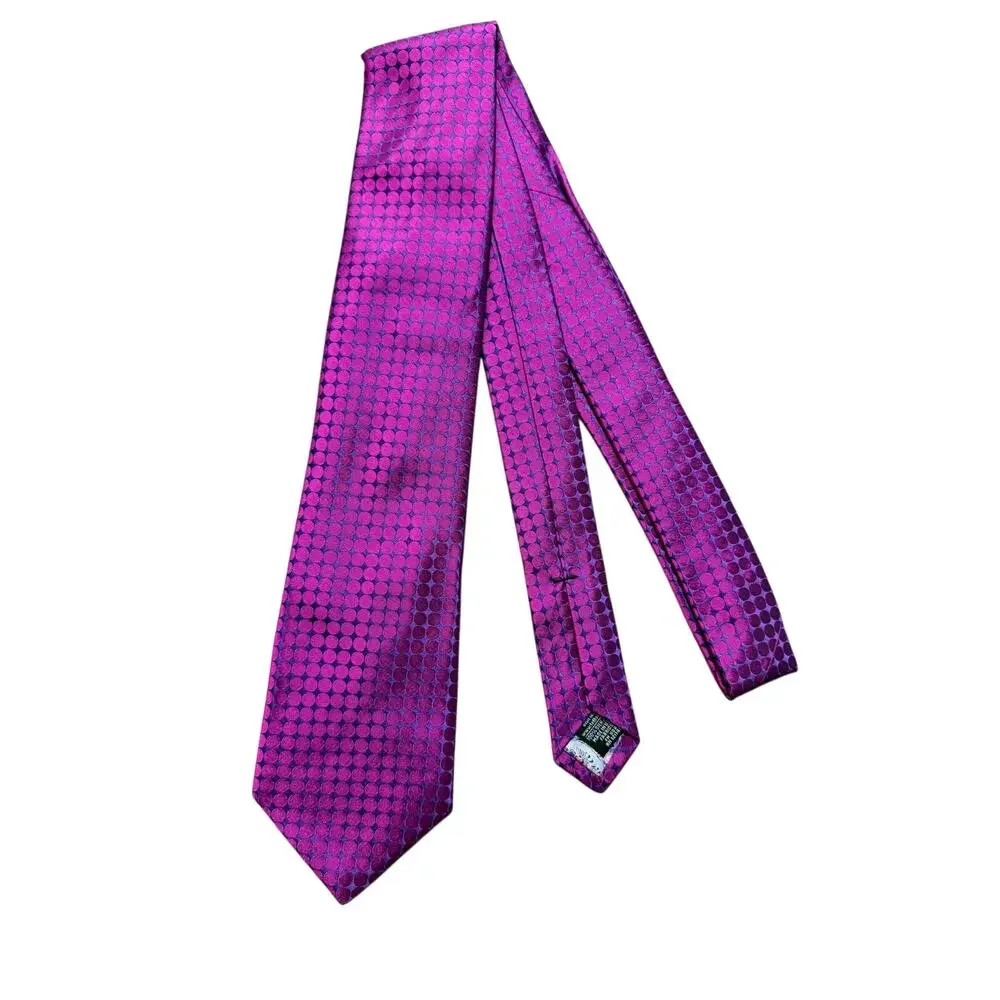 Ted Baker London Magenta Purple Geometric 100% Silk Necktie